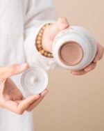 Hand-painted Mushroom White Ceramic Tea Canister with Lid 120ml