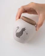 Hand-painted Couple Cats Ceramic Tea Canister with Lid 120ml