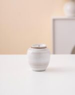 Hand-painted Mushroom White Ceramic Tea Canister with Lid 120ml