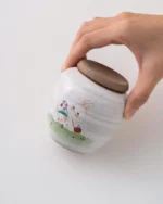 Hand-painted Cute Bunny Ceramic Tea Canister with Lid 120ml