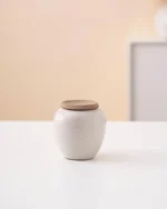 Hand-painted Fat Tiger White Ceramic Tea Canister with Lid 120ml