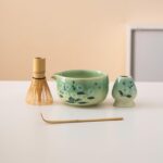 Hand-painted Daisy Ceramic Matcha Bowl Set Unique Matcha Whisk Gift Set 450ml