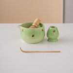 Hand-painted Strawberry Ceramic Matcha Bowl Set Green Matcha Tea Set 450ml