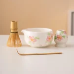Hand-painted Floral Ceramic Matcha Bowl Set Unique Matcha Whisk Gift Set 450ml