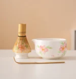 Hand-painted Floral Ceramic Matcha Bowl Set Unique Matcha Whisk Gift Set 450ml