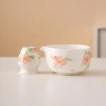 Hand-painted Floral Ceramic Matcha Bowl Set Unique Matcha Whisk Gift Set 450ml