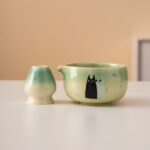 Hand-painted Couple Cat Matcha Bowl Set Unique Matcha Whisk Gift Set 450ml